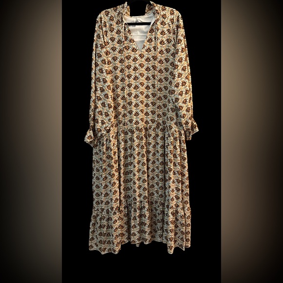 Listicle x Piper & Scoot Lisette Tiered Maxi Dress Floral Boho Long Sleeve M - Picture 1 of 4